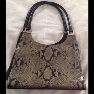 Nine West Snake Print Bag - Black and Tan